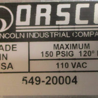 Orsco 549-20004 Air Nozzle Valve 110/120V 150PSIG 8VA Solenoid Valve