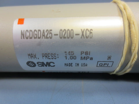 SMC NCDGDA250200XC6 Air Cylinder 145 PSI 25mm Bore 2" Stroke