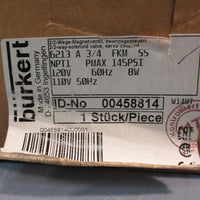 BURKERT 6213 A 3/4 FKM SS 00458814 SOLENOID VALVE 120V-AC 1IN NPT 145PSI 50Hz