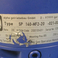 Alpha SP 140-MF2-20-021-000 Inline Gear Speed Reducer Head 20:1 Ratio NWOB