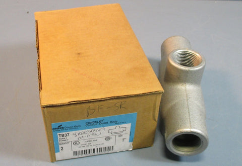 Box of 2 Crouse Hinds TB37 Conduit Outlet Body 1" 14.5 CU IN NIB