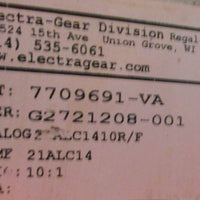 Electra Gearbox 7709691 10:1 Ratio 217ALSL Right Hand