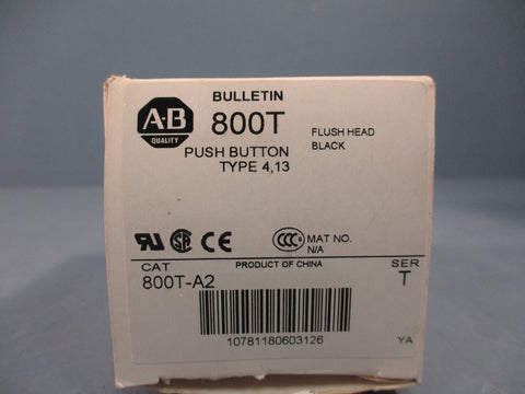 ALLENBRADLEY 800TA2 PUSH BUTTON SERIES T FLUSH HEAD BLACK