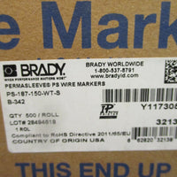 Brady PS187150WTS Permasleeve PS Wire Markers 500/Roll NEW