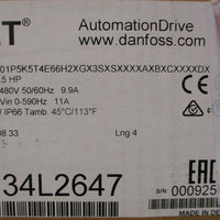 Danfoss VLT Automation Drive 134L2647 5.5kW 7.5HP NEMA 4X IP66 3x380-480V In