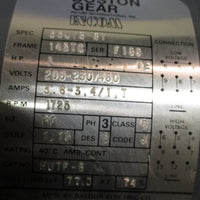 BOSTON GEAR Motor 1HP 35J73-87 1725RPM 143TC 3PH 208-230/460V TEFC HUTF-B