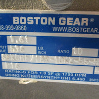 BOSTON GEAR WASHDOWN WORM SPEED REDUCER RATIO 10:1 SBKCHF718R10KZB5HS1P16