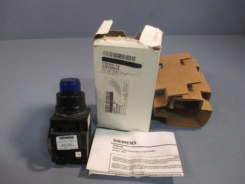 SIEMENS ILLUMINATED BLUE PUSH-BUTTON SWITCH 24V AC/DC PUSH-TO-TEST 52BT6D5AB