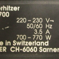 Leister Lufterhitzer Typ 700 Air Heater CH-6060 Sarnen 220-230V 3.5A 700-770W