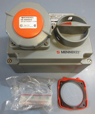 Mennekes Switched & Interlocked Receptacle 20A 1 Ph 125/250V 1/2.5HP ME 420HMI12