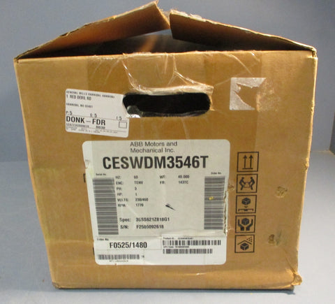 Baldor Reliance CESWDM3546T Washdown Duty Motor 1HP 1770RPM 7/8" Shaft Dia