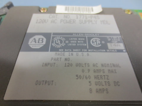 Allen Bradley 1771-P4S Power Supply Module 120V Vac