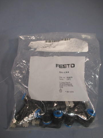 Festo 153079 PushIn Long LFitting R1/8" x 8mm Tube QSLL1/88