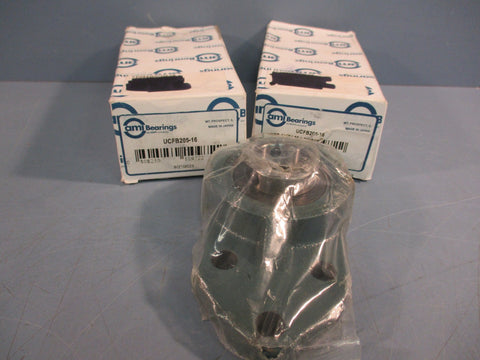Lot of (2) AMI Bearing UCFB205-16 Flange Bearing 1" Bore, 3-Bolt Self-Aligning
