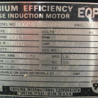 Toshiba B0024FLC2AMH02 3 Phase Induction Motor 2HP 1735RPM 7/8" Shaft Dia