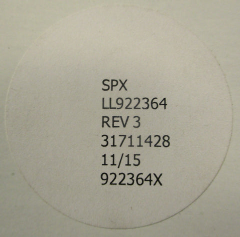 SPX LL922364 Pump Seal Rev 3 922364X 27/8" ID 31/4" OD 7/16" W