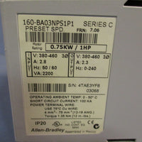 AllenBradley Variable Speed Drive .75 KW/1 HP 7.06 Ser. C 160BA03NPS1P1