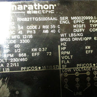 Marathon RN182TTGS11105AAL Marine / Severe Duty 1/2 HP, 3 Ph Motor, 868 RPM