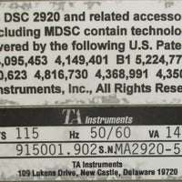 TA Instruments DSC 2920 Differential Scanning Calorimeter w/ DSC Autosampler