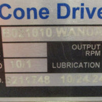 Cone Drive B021010.WANUA Gearbox 10:1 Ratio 3/4" Shaft Dia NOS