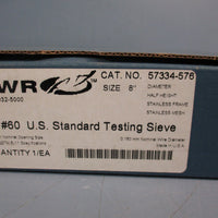 VWR 57334576 #60 U.S. Standard Testing Sieve 8" Dia 0.160mm Wire Dia Stainless