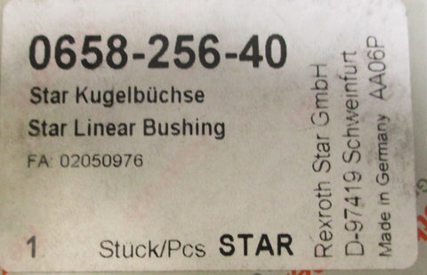 Rexroth 0658-256-40 Star Linear Bushing 40mm Bore 60mm Length 52mm OD