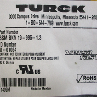 Turck BSM BKM 199951.3 Shielded Power Cable U01064 30V 3A 19Pin Connector