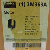 Dayton 3M363A Shaded Pole Motor 1550RPM 1/15HP 115V 1PH 60Hz 5/16" Shaft Dia