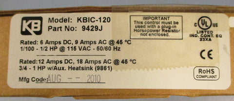 KB Electronics KBIC-120 Motor Speed Control 9429J 1/100-1/2HP @ 115VAC