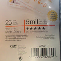 Lot 17 GBC HeatSeal 5 Mil 25 Pack (425) Badge Sized Laminated Pouch w/ Clips