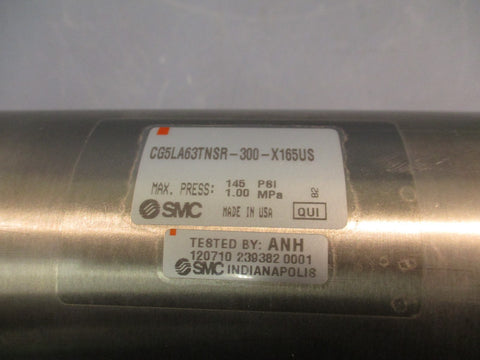 SMC CG5LA63TNSR-300-X165US 63mm Bore, 300mm Stroke Pnuematic Cylinder 145 PSI