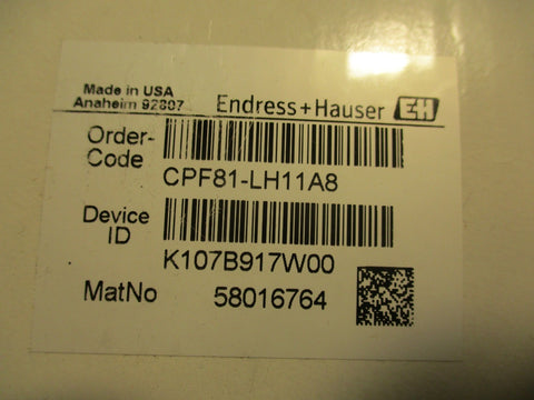 Endress+Hauser CPF81-LH11A8 pH Electrode Sensor For Liquid Analysis