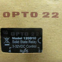 Opto 22 Solid State Relay 10A 332VDC Control Model# 120D10