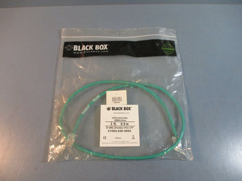 Black Box EVNSL02E0003 CAT5e Patch Cable 100MHz Green 3ft .9M NEW