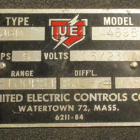 United Electric J6D-4695 Pressure Switch 0 to 100 Psi 5 Amps