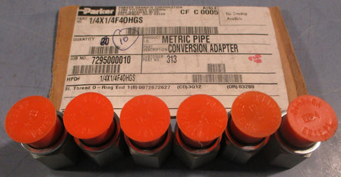 Parker 1/4X1/4F4OHGS Metric Pipe Conversion Adapter Lot of 6