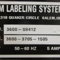CTM Labeling Systems 3600S8412 Printer 3600PA Printer Applicator 115V 5060Hz