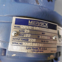 Merrick Gear Reducer CNHJS-6065Y-29 29:1 .22HP 1750RPM 220TQ Out
