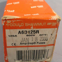 Gould Shawmut A6D125R Class RK1 Fuse AmpTrap Dual Element Time Delay 125A 600V