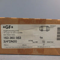 Georg Fischer +GF+ Ball Check Valve 163 360 563 3/4"DN20 EPDM TYP 360 PN16