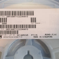4000 MuRata GRM188R71C223KA01D 0.022uF 16V Multilayer Ceramic Capacitors