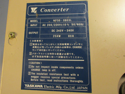 Yaskawa NPS00803L Diode Converter NPS00803L 200/220V In, 240340V Out 25 kW