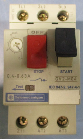 Telemecanique GV2M04 Motor Circuit Breaker GV2M04 021083 0.400.63A
