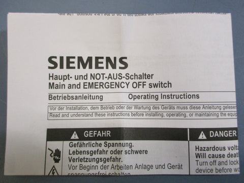 Siemens 3LD20500TK13 Power Switch 400V 16A 7.5KW 3LD20500TK13