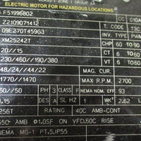 Baldor XM25242T Motor 20/15 HP, 1770/1740 RPM, 3 Phase, 256T Frame