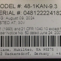 Novanta Synrad 481KAN9.3 Carbon Dioxide Laser 48 Series 30W Max 92299317 mm