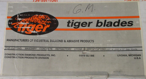 CDP Diamond Products Tiger Blade 12" x 0.110 x 1" Saw Blade Masonry Stone New