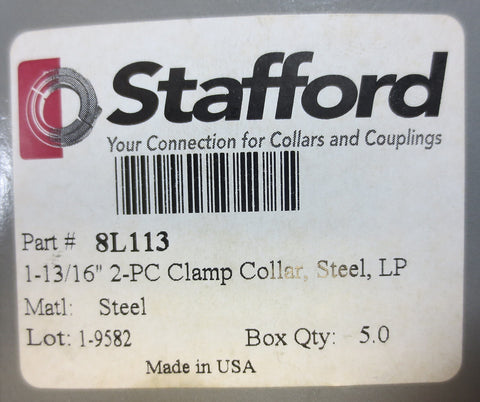 Stafford 113/16" 2 Piece Shaft Clamp Collar Steel LP 8L113 Box of 5
