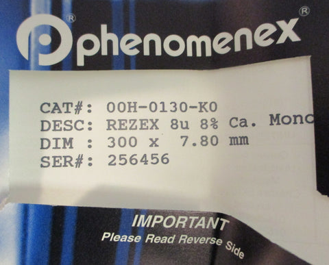 Phenomenex 00H0130K0 Rezex 8u 8% Ca Monos HPLC Column 300 x 7.80mm