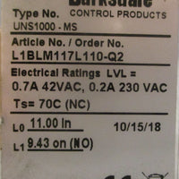 Barksdale Control Products UNS1000MS Float Switch L1BLM117L110Q2